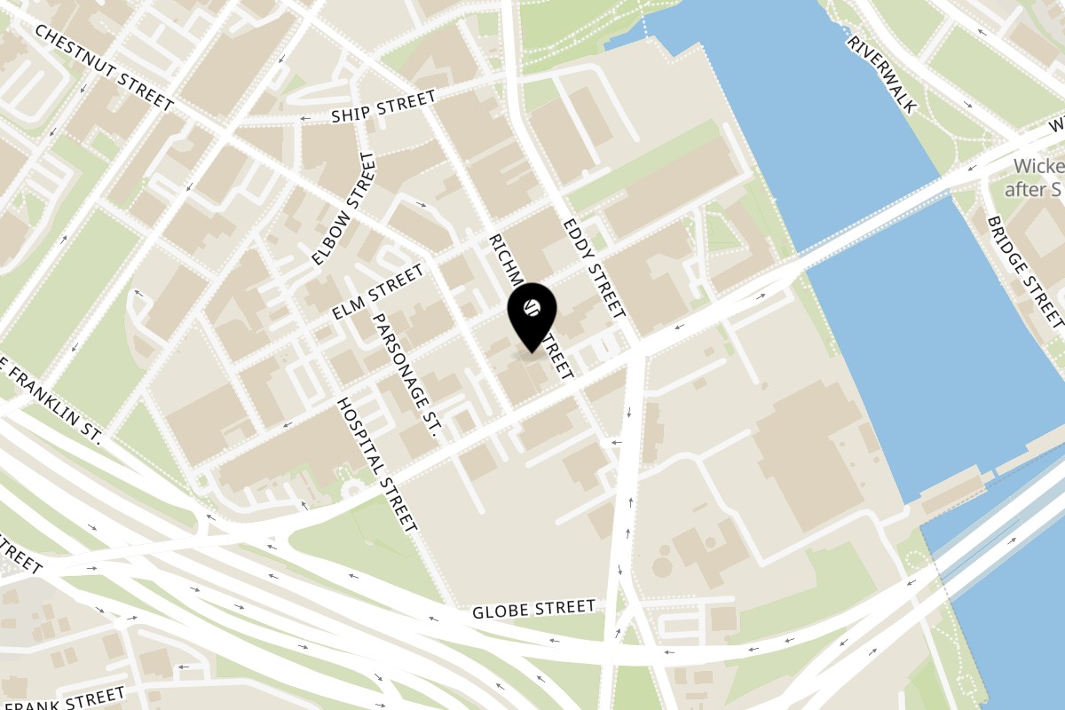 Map showing the location of Somo Kitchen & Sushi on 373 Richmond St in Providence
